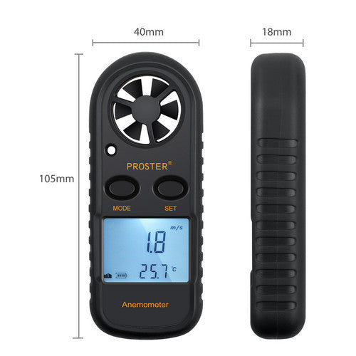 Proster Digital Anemometer Handheld LCD Air Flow Wind Speed Meter Thermometer