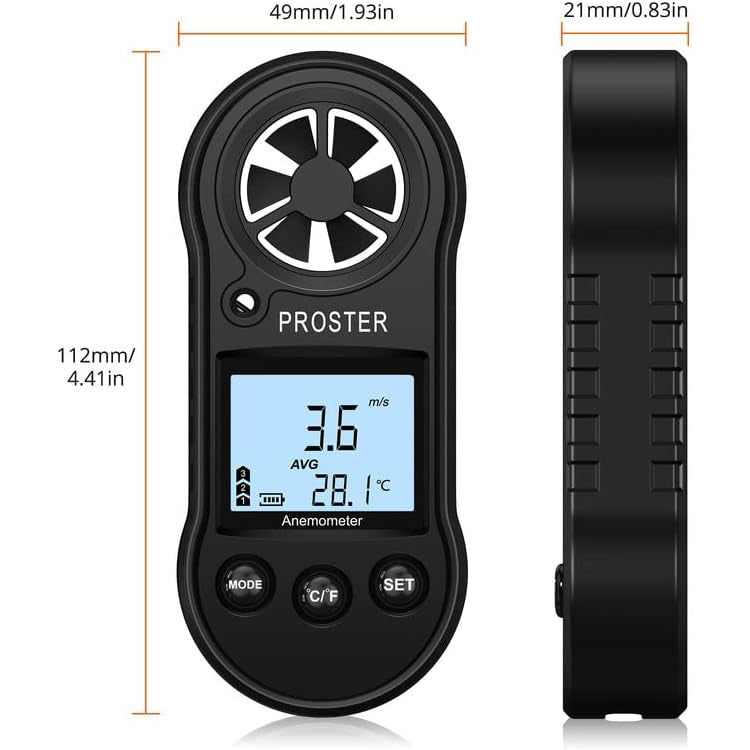 Proster Wind Speed Gauge Portable Handheld Anemometer