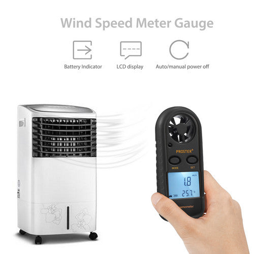 Proster Digital Anemometer Handheld LCD Air Flow Wind Speed Meter Thermometer
