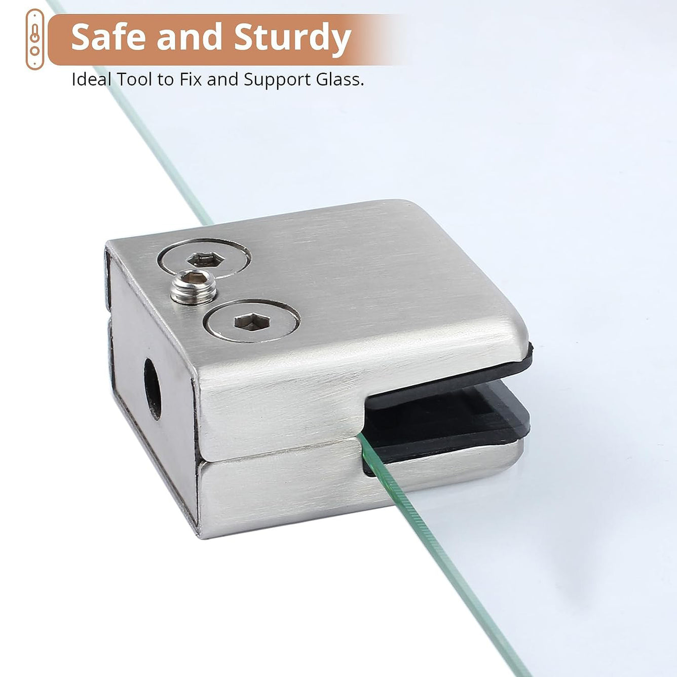 16 PCS 9-10mm Glass Mounting Brackets, Square Glass Clamps