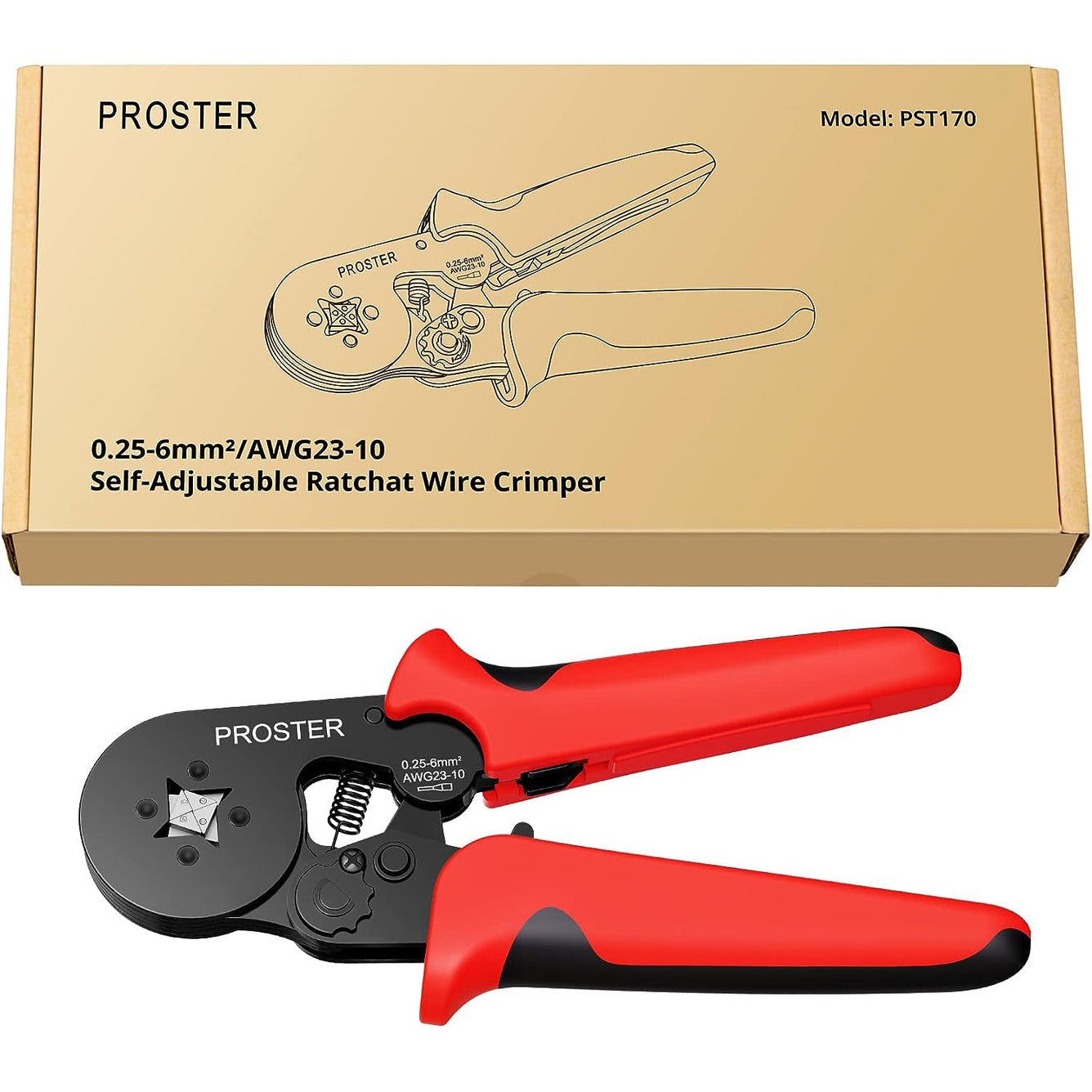 Proster Crimping Pliers 0.25-6 mm² Self-Adjusting Wire Ferrule Crimping Pliers Set
