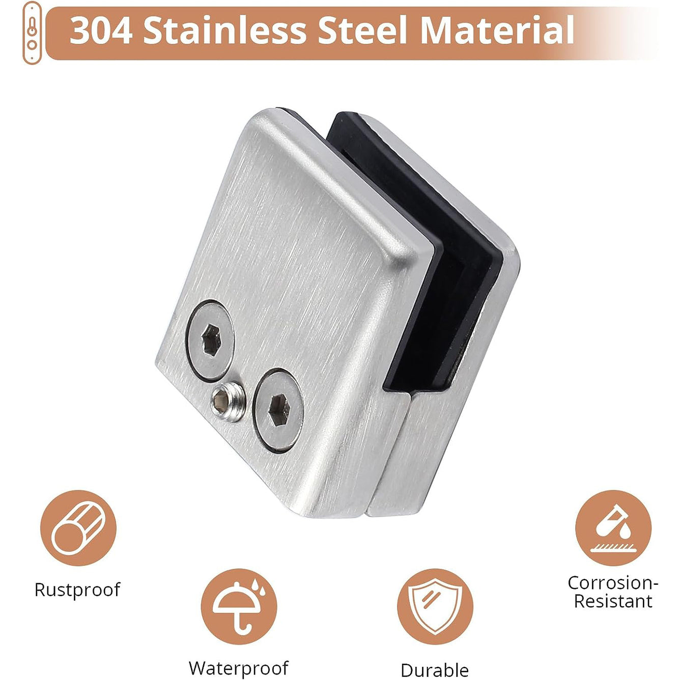 16 PCS 9-10mm Glass Mounting Brackets, Square Glass Clamps