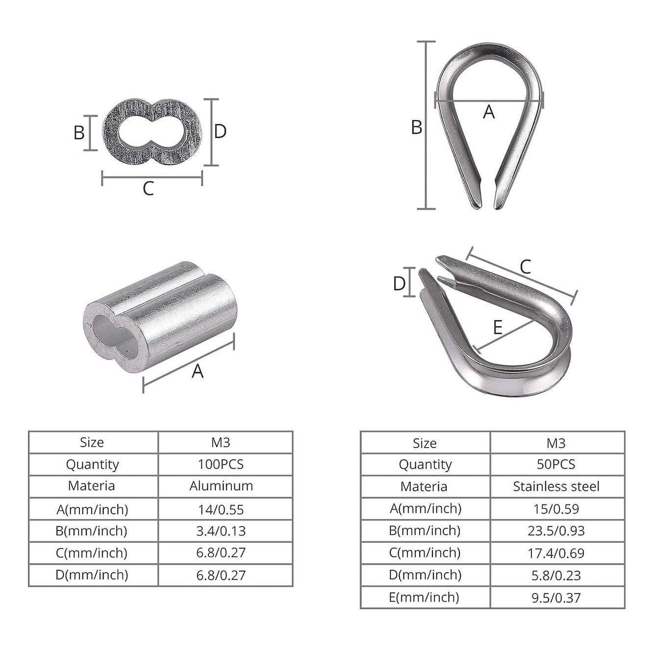 Proster 2 in 1 Wire Rope Crimping Tool Cutter from 1/16inch to 1/8inch