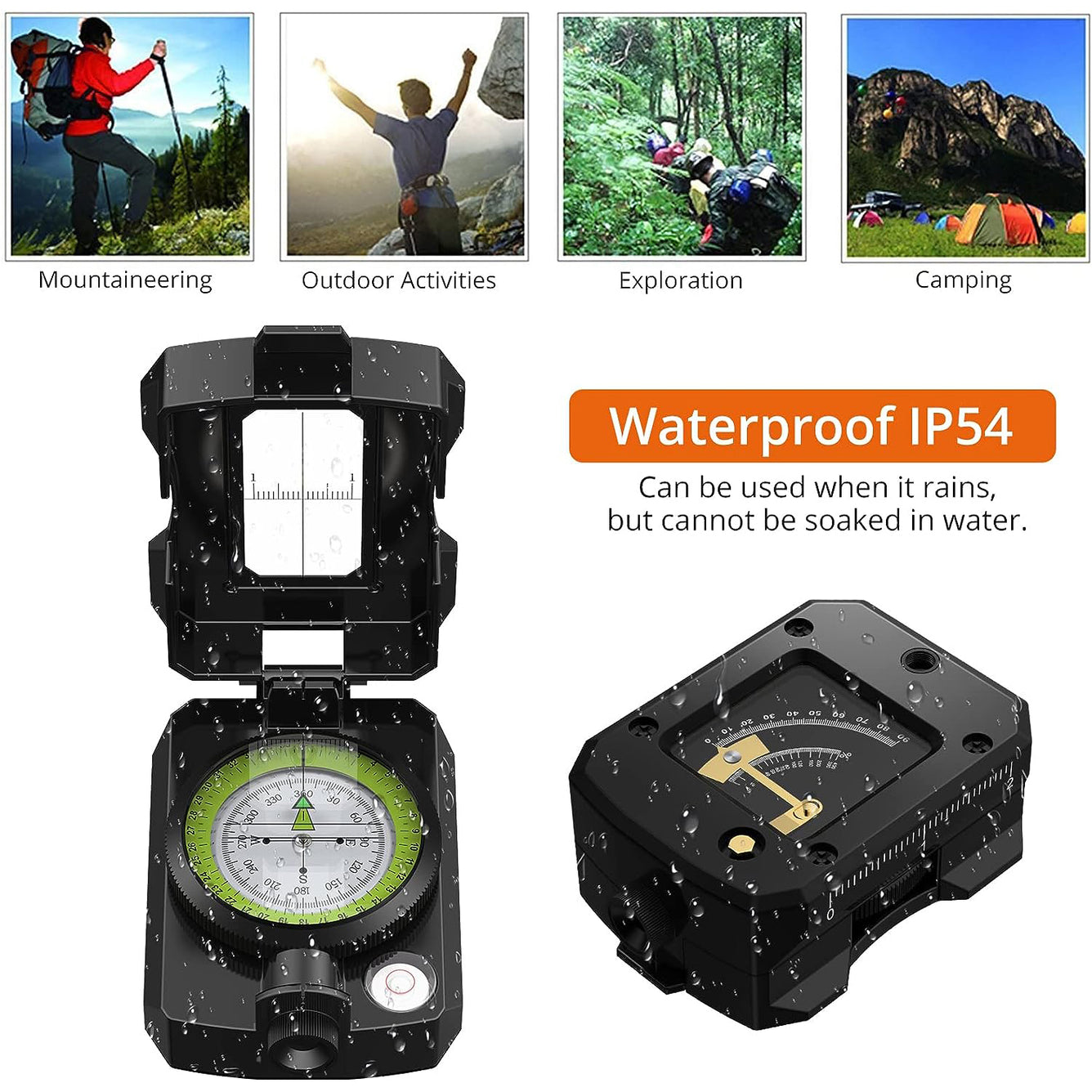 Proster IP54 Hiking Compass with Sighting Clinometer Professional Military Compass