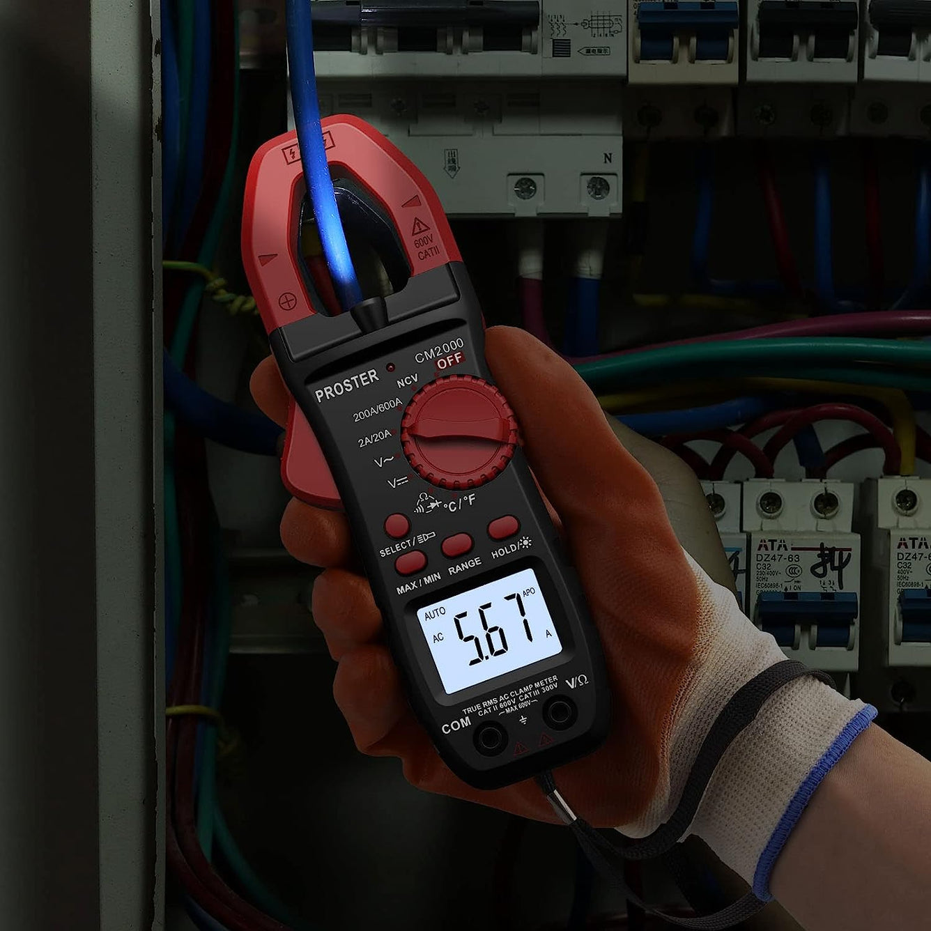 Proster Clamp Meter TRMS 2000Counts 600A AC Current AC/DC Voltage