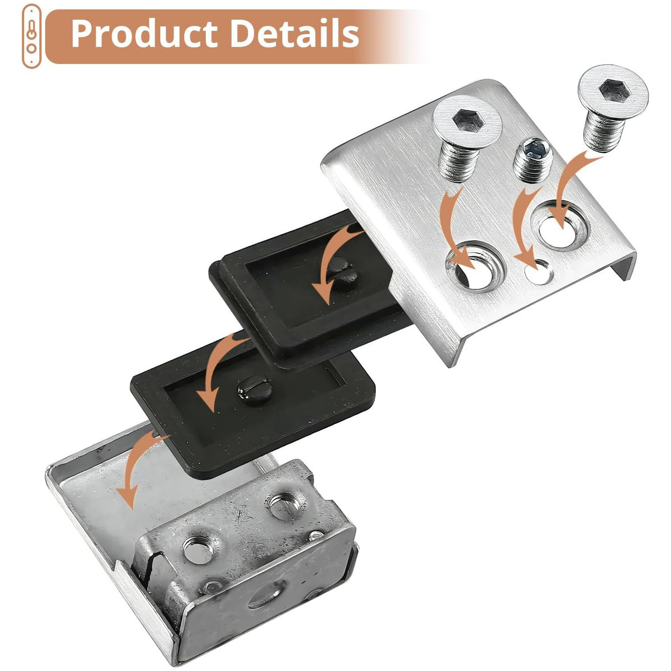 16 PCS 9-10mm Glass Mounting Brackets, Square Glass Clamps