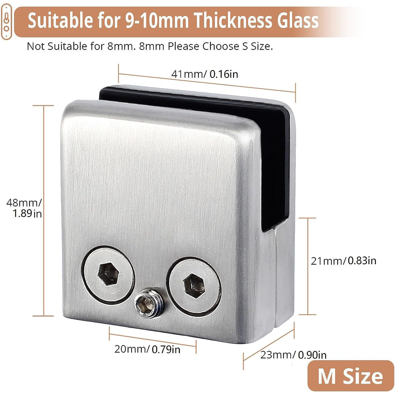 16 PCS 9-10mm Glass Mounting Brackets, Square Glass Clamps