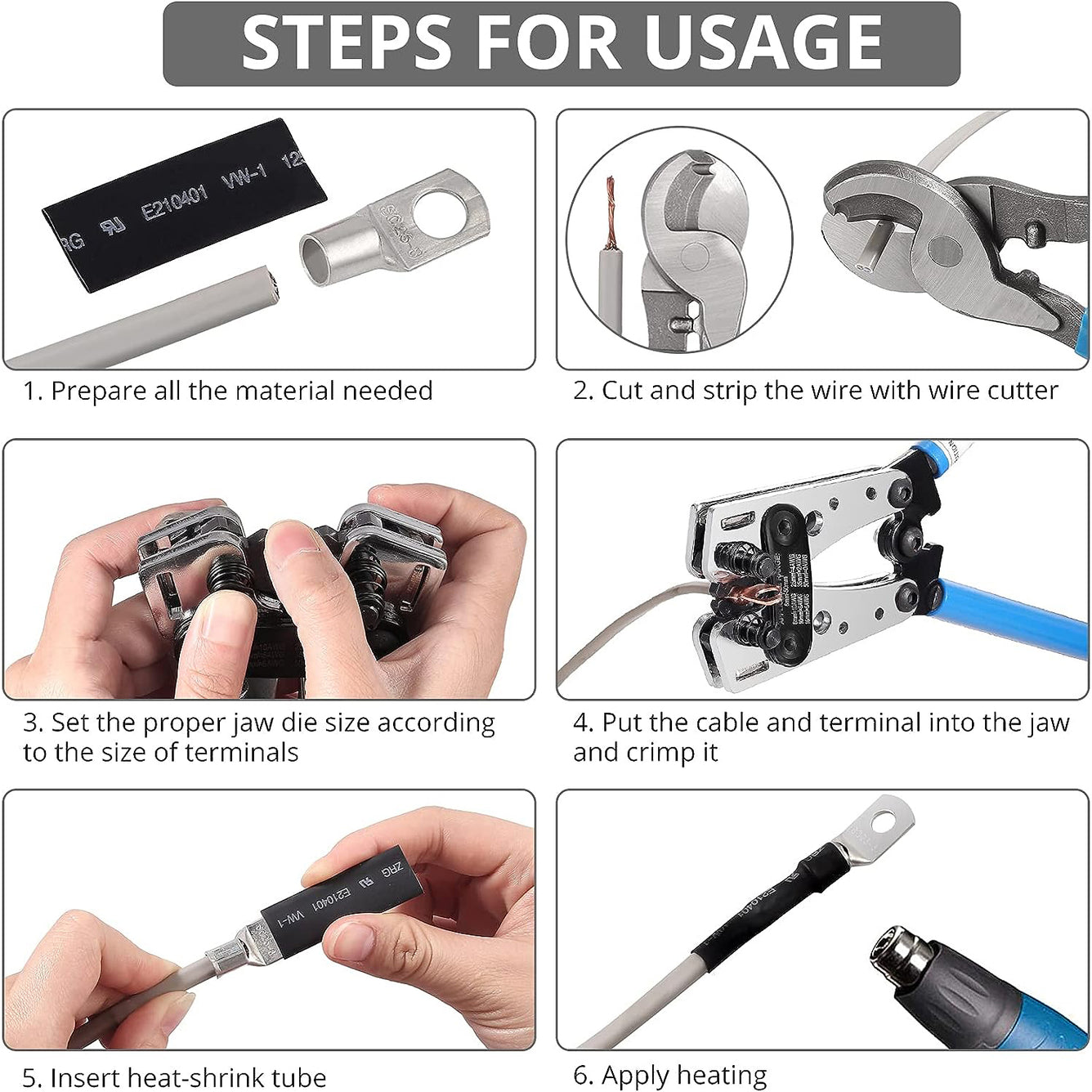 Proster Battery Cable Crimping Tool Kit Battery Lug Crimper