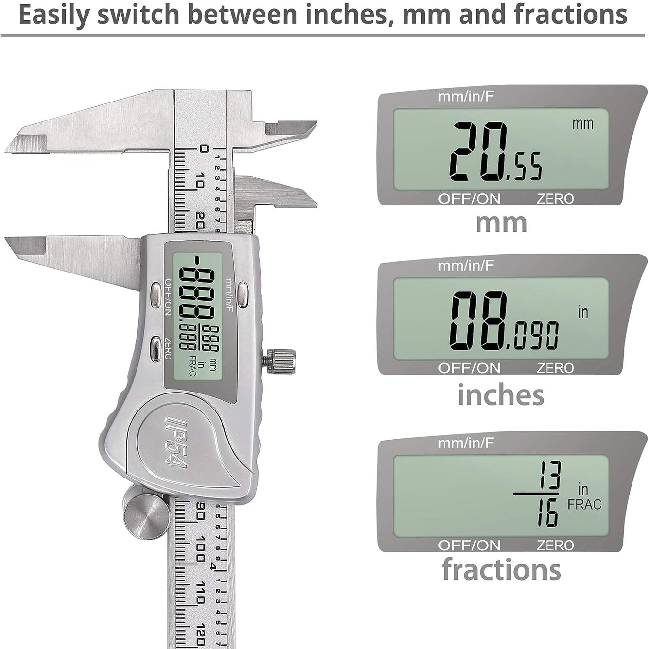 Proster IP54 Digital Caliper 6inch, Vernier Caliper with Large LCD Screen with 32 Blades Feeler Gauge