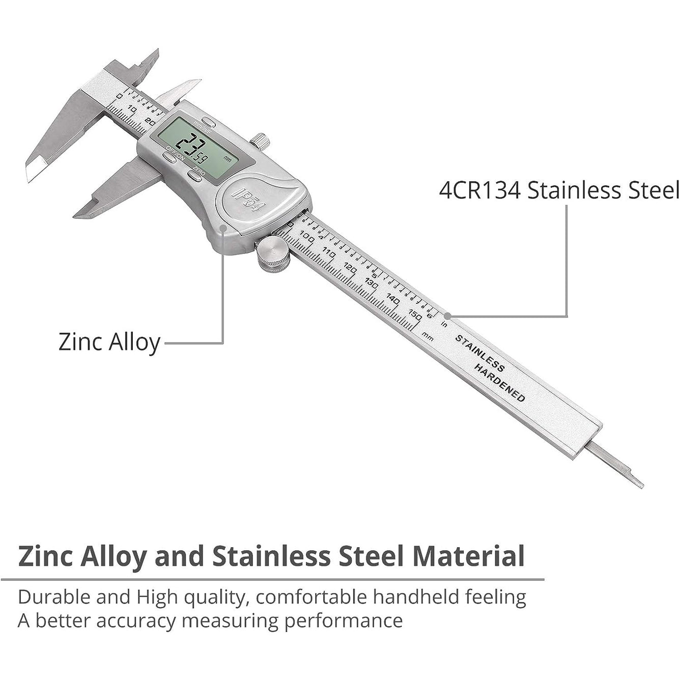 Proster IP54 Digital Caliper 6inch, Vernier Caliper with Large LCD Screen with 32 Blades Feeler Gauge