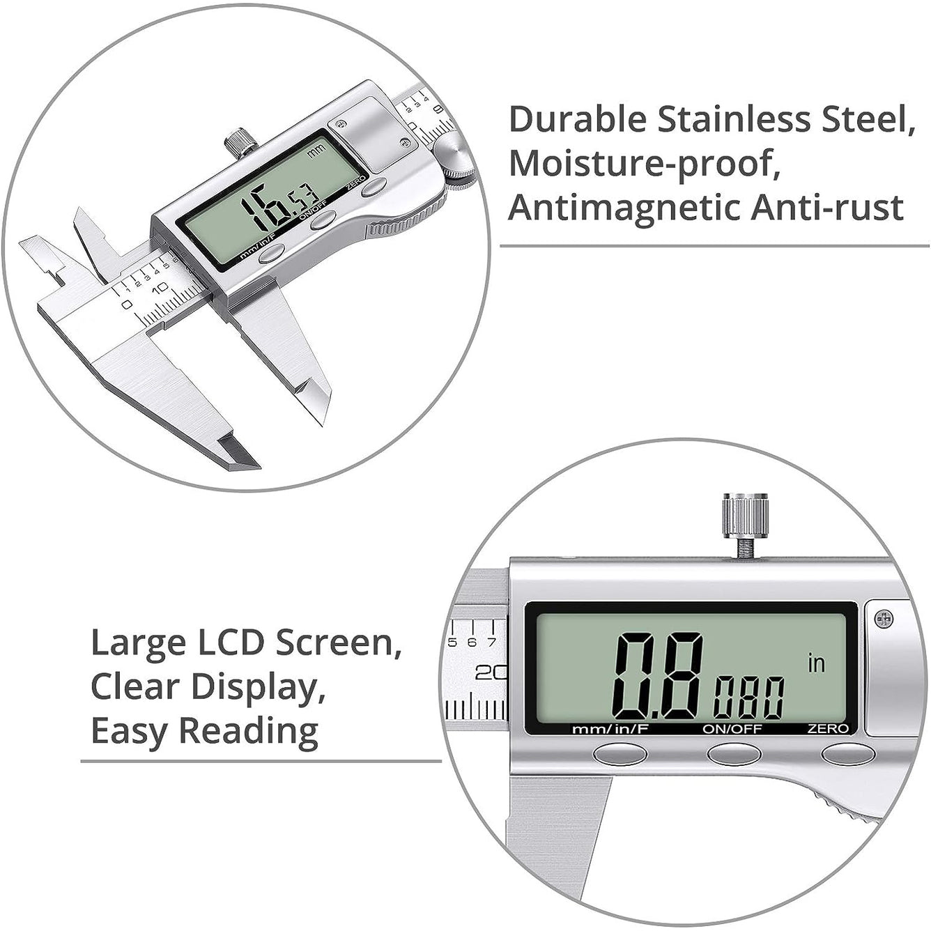 Proster 8inch/200mm Digital Vernier Caliper + 32 Blades Feeler Gauge