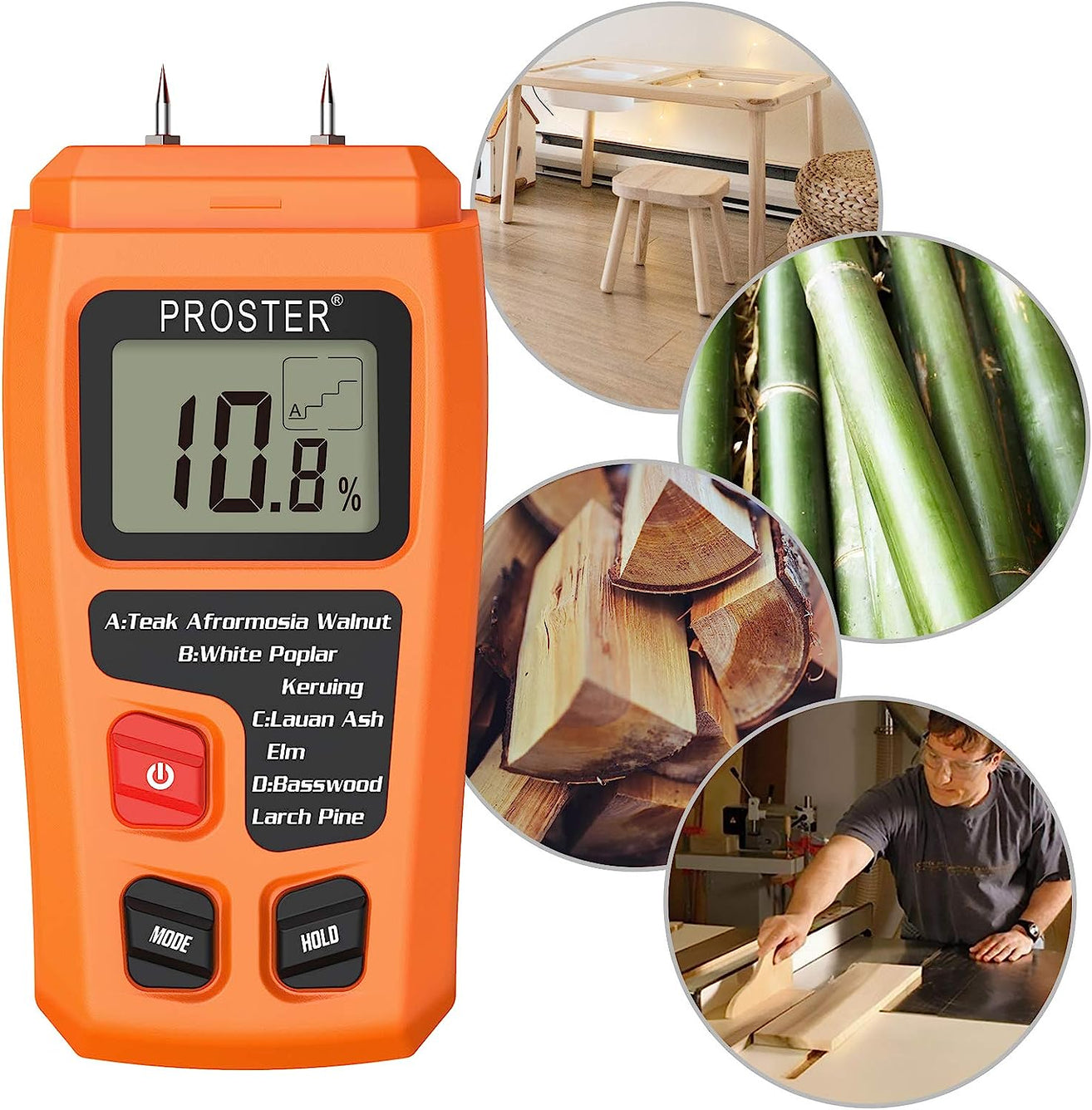 Proster RZMT-10 MD Digital Wood Moisture Meter Handheld Moisture Tester