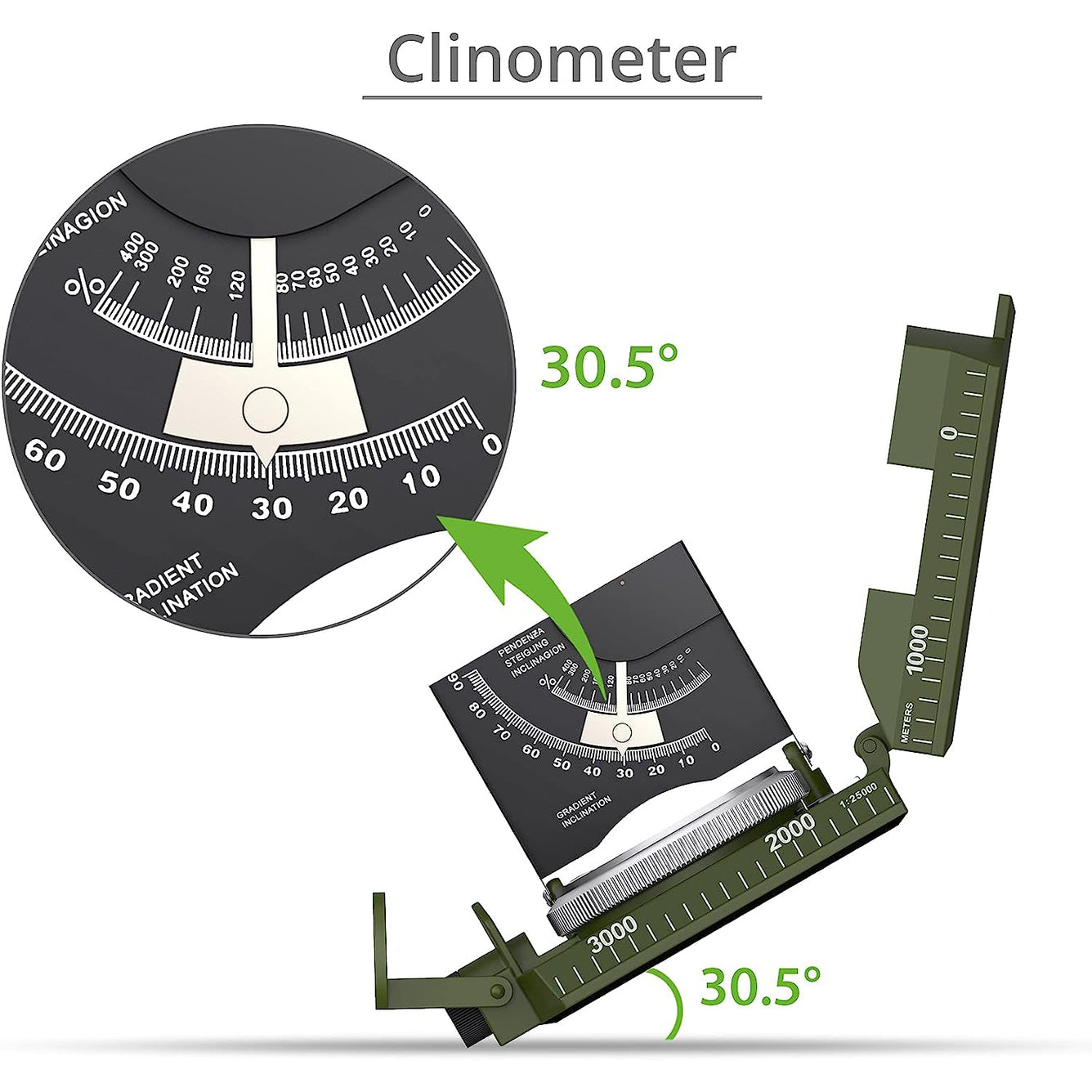 Proster IP65 Hiking Compass with Sighting Clinometer Professional Military Compass Camouflage