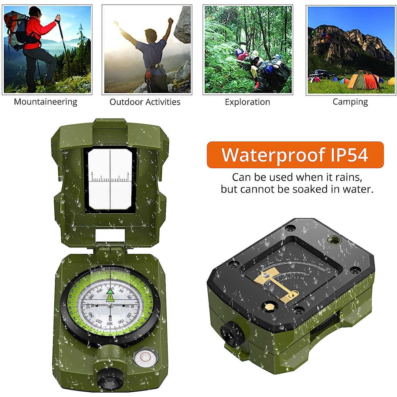 Proster IP54 Hiking Compass with Sighting Clinometer Professional Military Compass