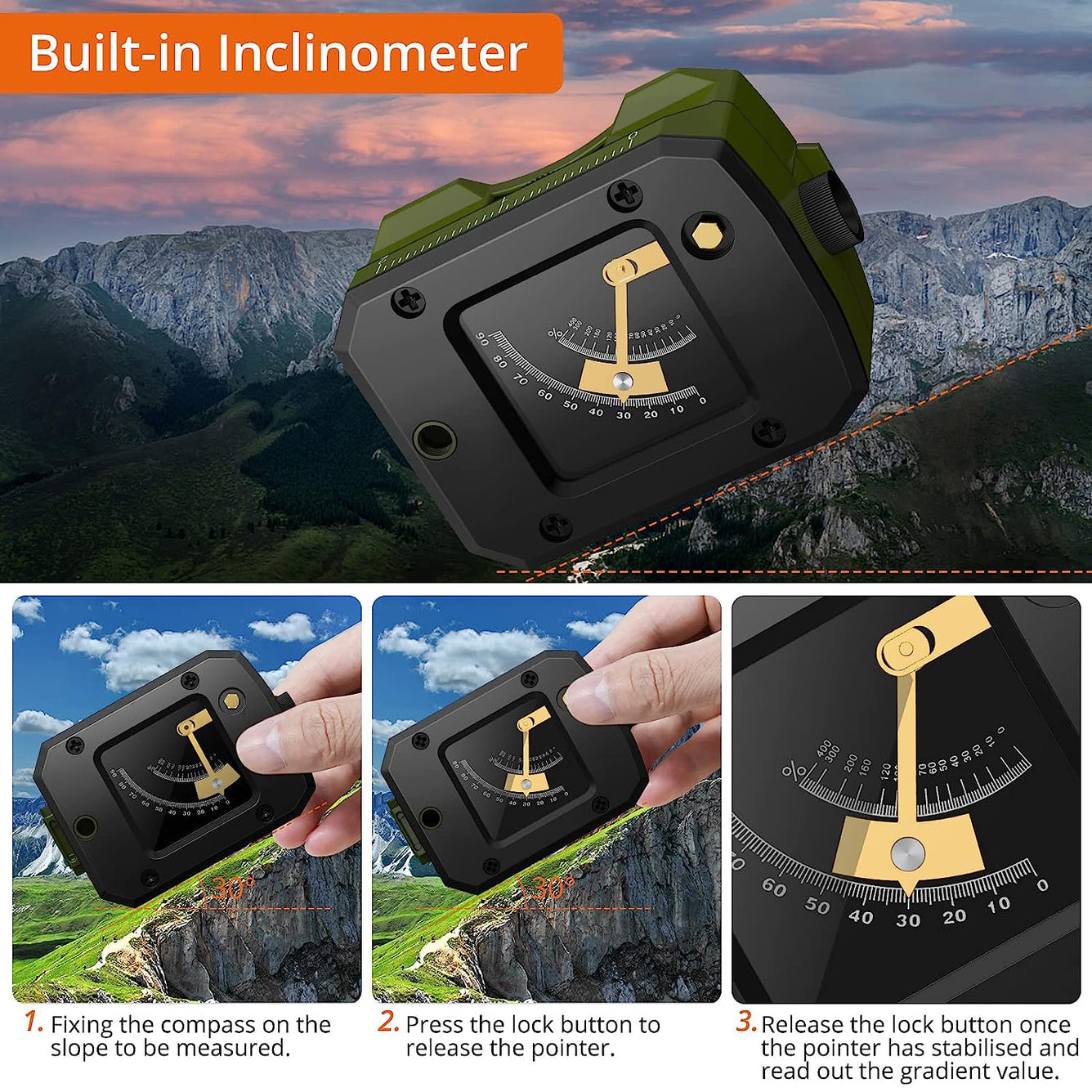 Proster IP54 Hiking Compass with Sighting Clinometer Professional Military Compass
