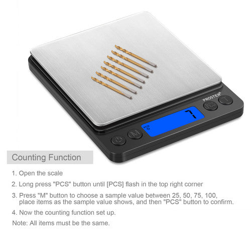 Proster LCD Digital Kitchen Scales Electronic Balance Weight 0.01-500g Backlit