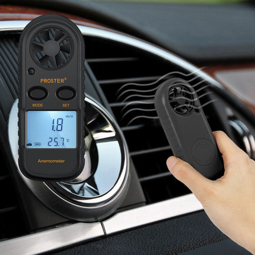 Proster Digital Anemometer Handheld LCD Air Flow Wind Speed Meter Thermometer