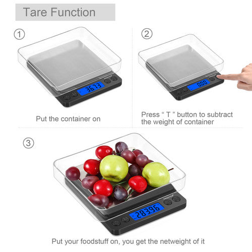 Proster LCD Digital Kitchen Scales Electronic Balance Weight 0.01-500g Backlit