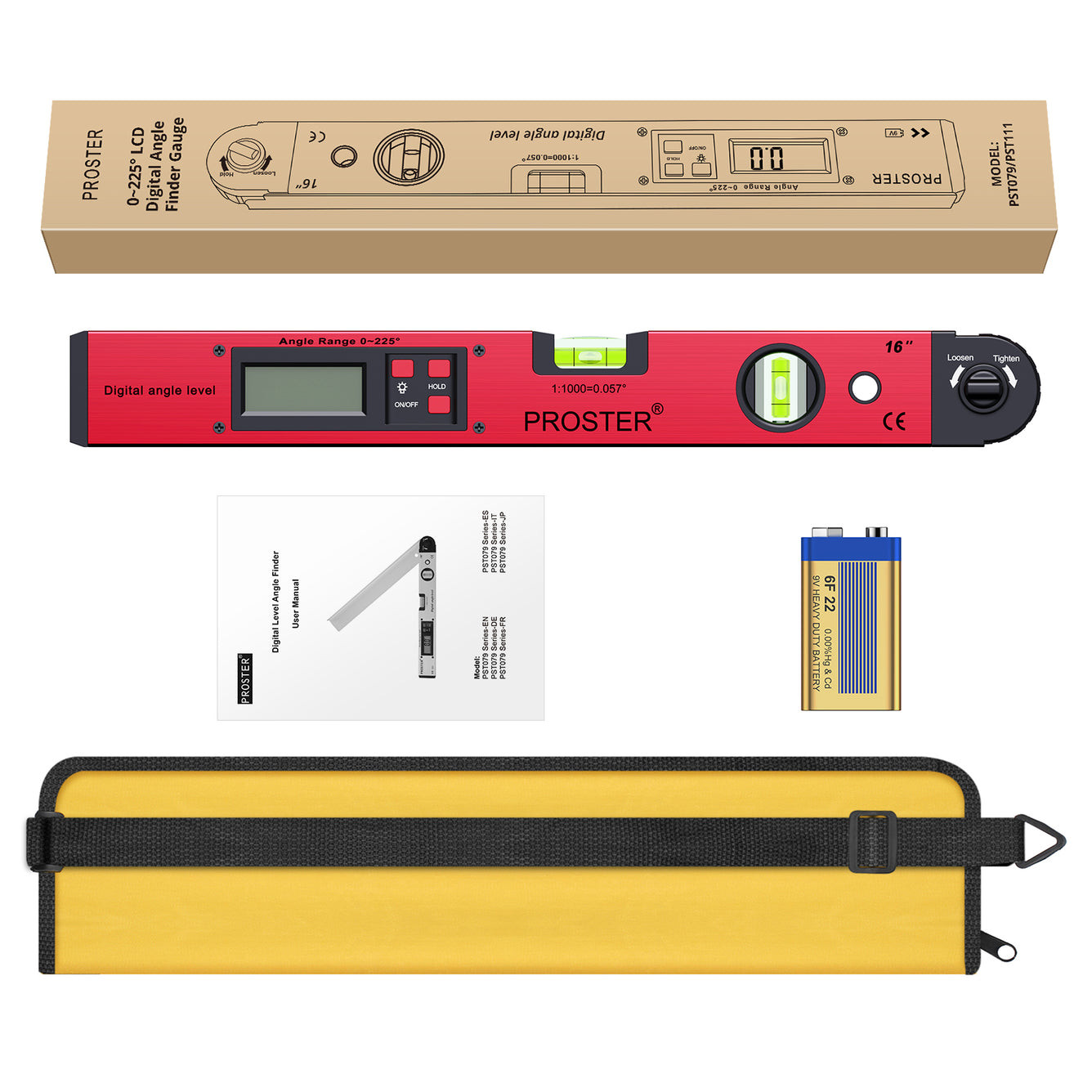 Proster 0-225°Digital Inclinometer Protractor Angle Finder