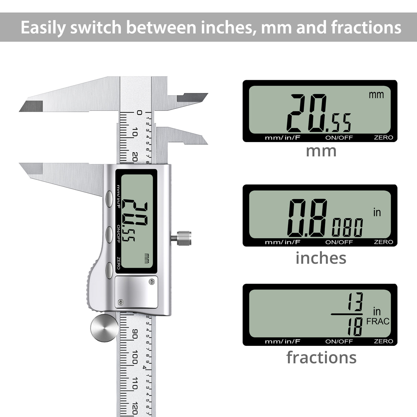 Proster Digital Vernier Caliper 6 Inch/ 150 mm Stainless Steel Electronic Caliper