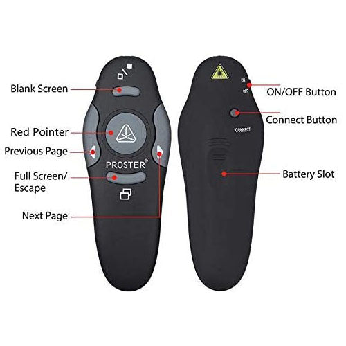 Proster Wireless Presenter 2.4GHz Wireless USB PowerPoint PPT Presenter Remote Control