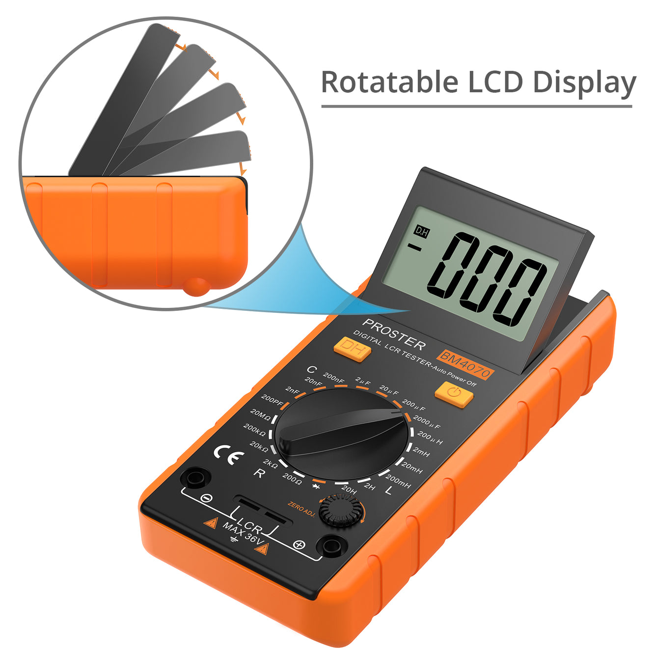 Proster LCR Meter Digital Capacitance Inductance Resistance Tester Orange
