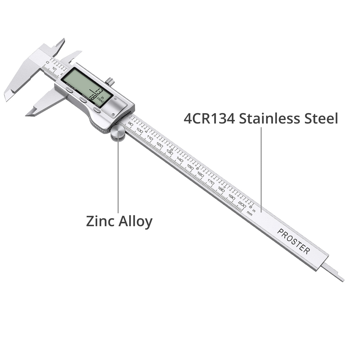 Proster Digital Vernier Caliper 8 Inch/ 200 mm Stainless Steel Electronic Caliper