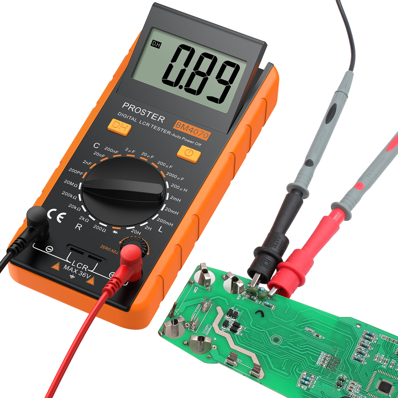 Proster LCR Meter Digital Capacitance Inductance Resistance Tester Orange