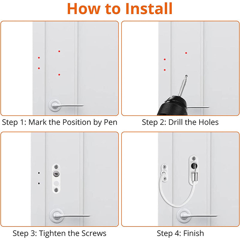 Proster Window Restrictor Locks 4 Packs Security Cable