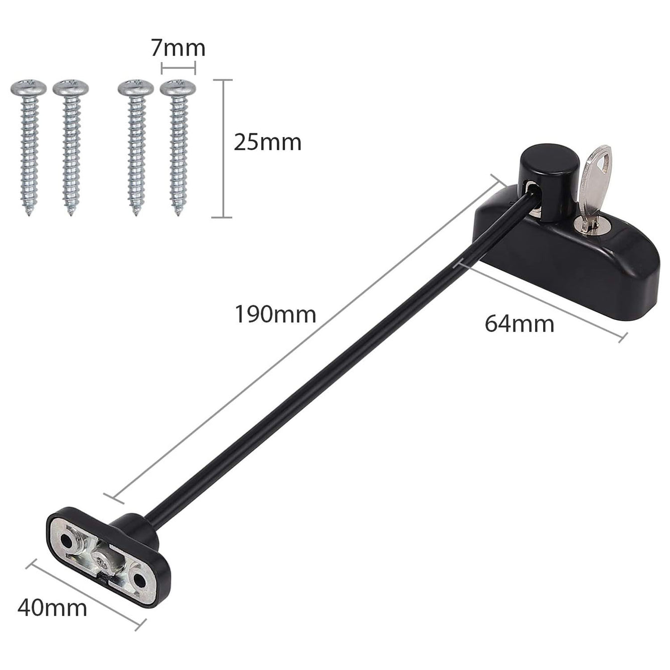 Proster Window Restrictor Locks 4 PCS Security Cable Black