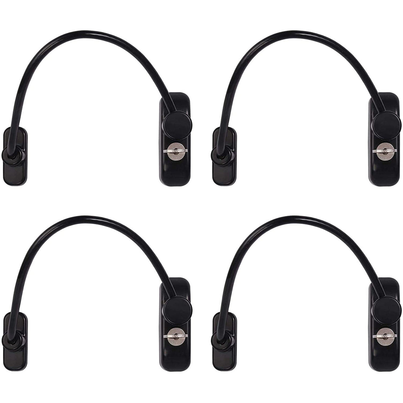 Proster Window Restrictor Locks 4 PCS Security Cable Black