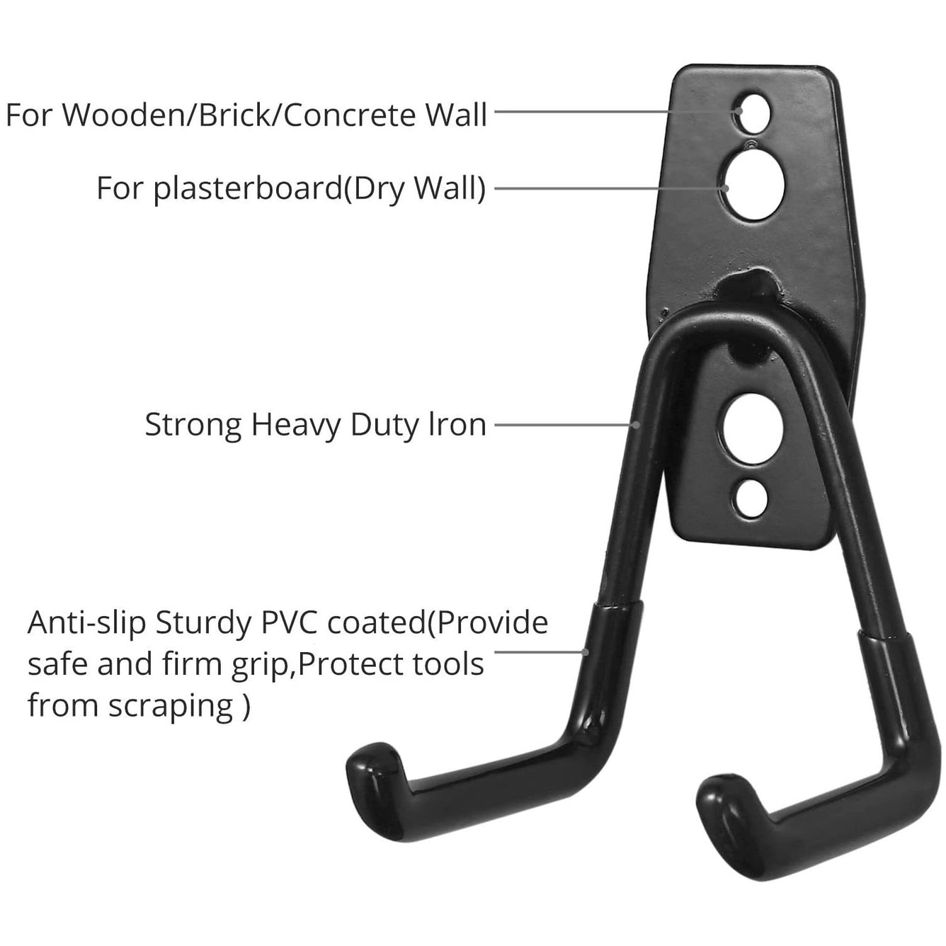 Proster Garage Hooks 10 PCS Heavy Duty Wall Hooks Black