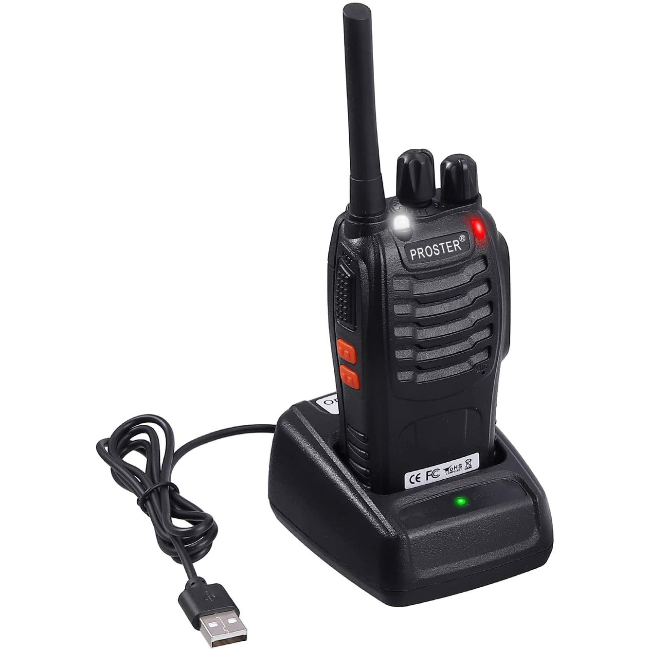 Proster Walkie Talkies 16 Channels with Voice Prompt Rechargeable Walky Talky 1 PCS