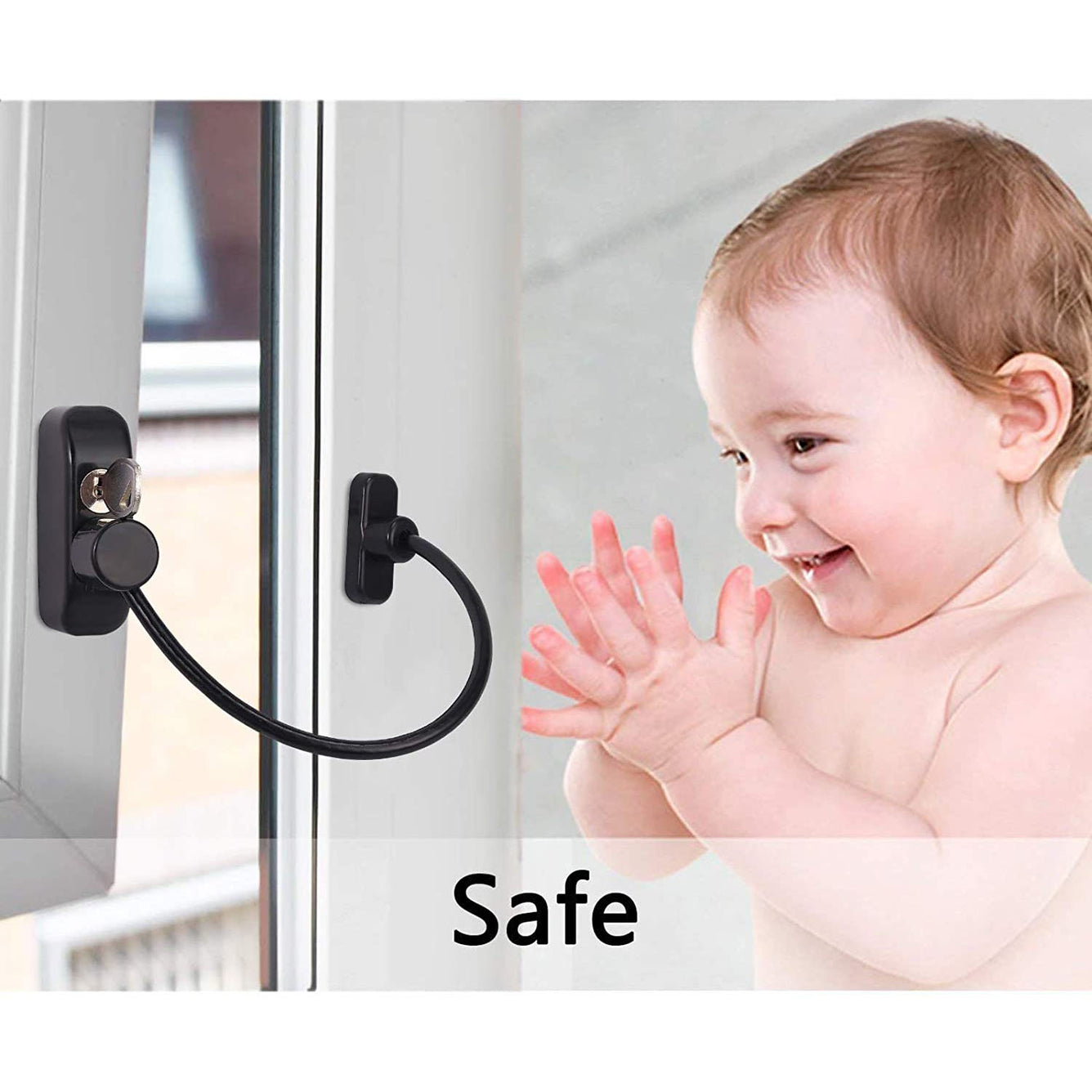 Proster Window Restrictor Locks 4 PCS Security Cable Black