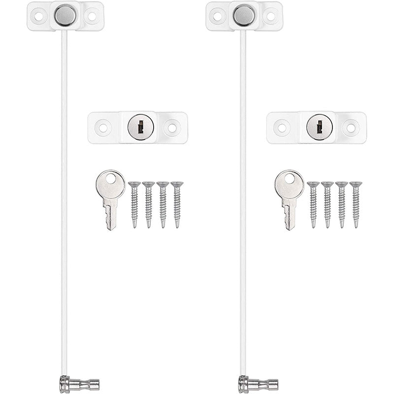 Proster UPVC Window Cable Restrictor Lock with Screws Keys 2 PCS