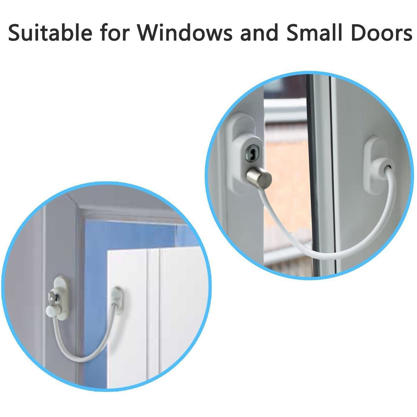 Proster Window Restrictor Locks 4 Packs Security Cable