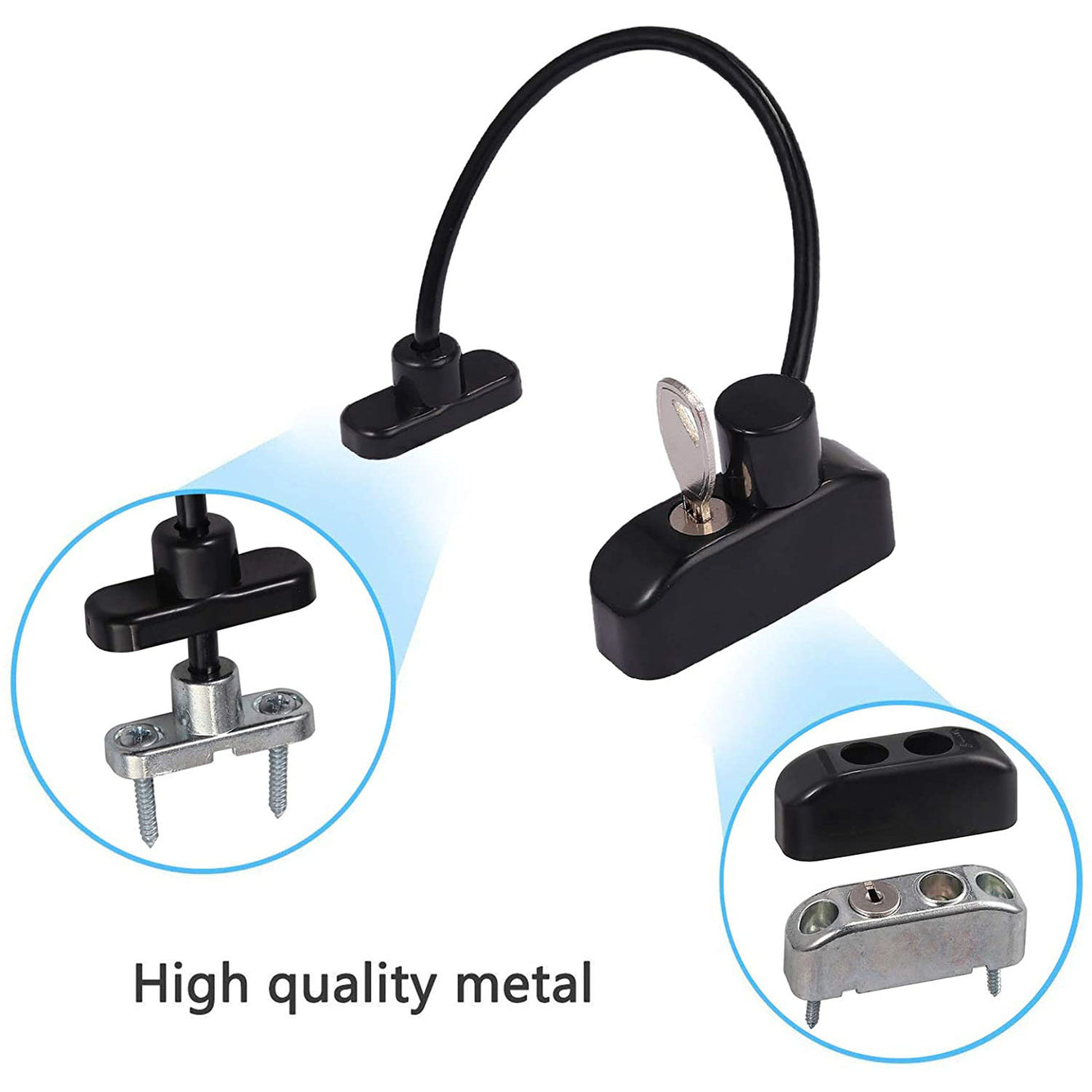 Proster Window Restrictor Locks 4 PCS Security Cable Black