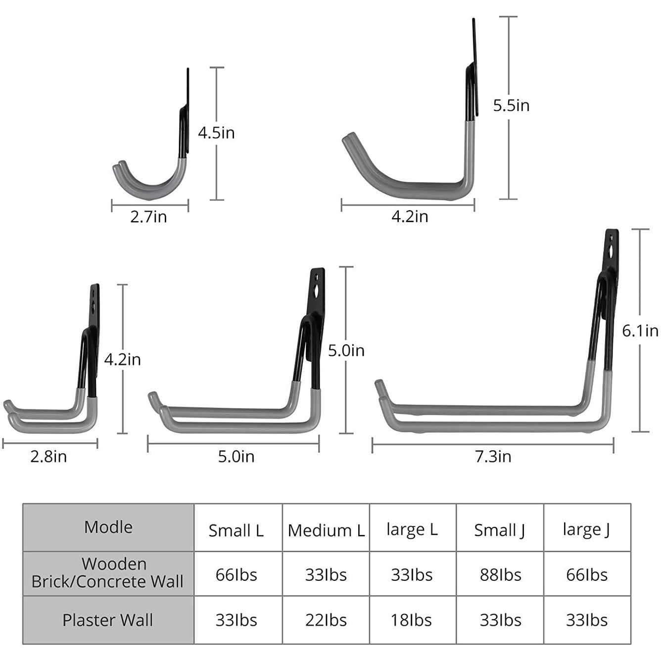 Proster Garage Hooks 10 PCS Heavy Duty Wall Hooks Grey