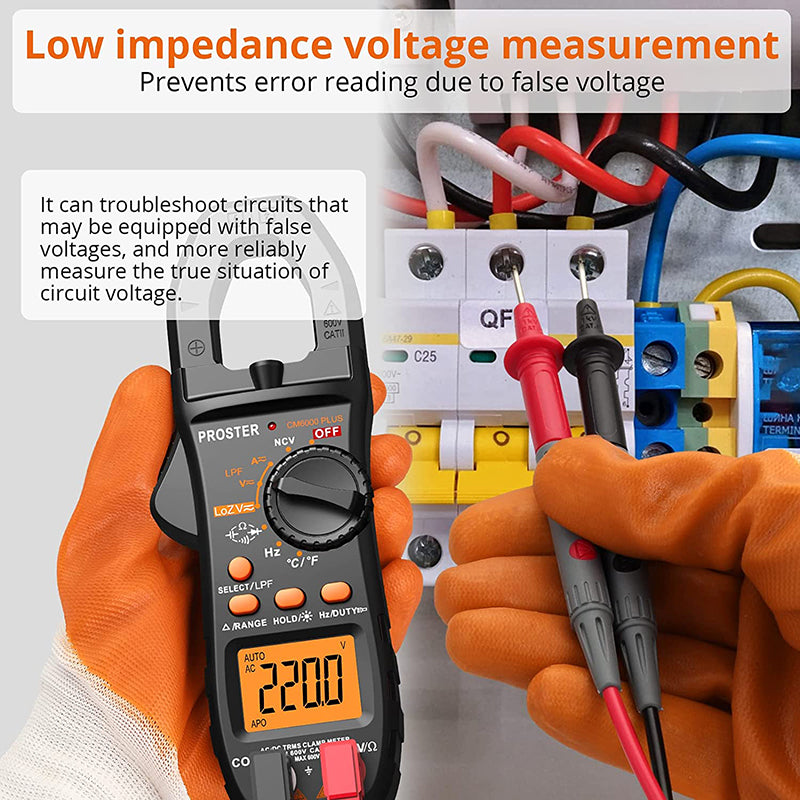 Proster Clamp Meter TRMS 6000 Counts Support LPF LOZ Test Multimeter