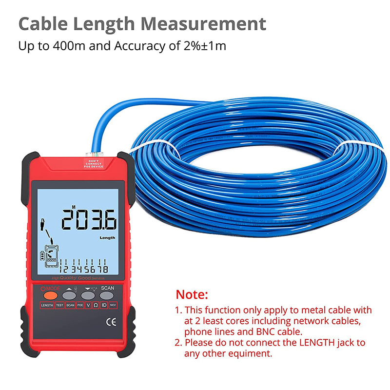 Proster Network Cable Tester PoE Cable Tester & NCV for CAT5 CAT6 CAT7 CAT8