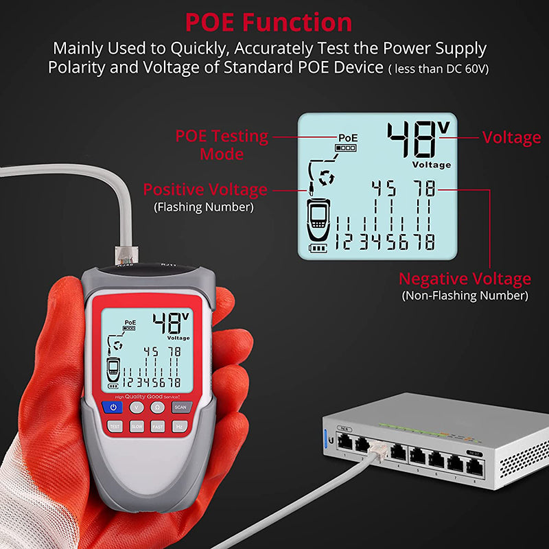 Wire Tracker LCD Network Cable Tester Line Finder Continuity Battery Voltage Polarity