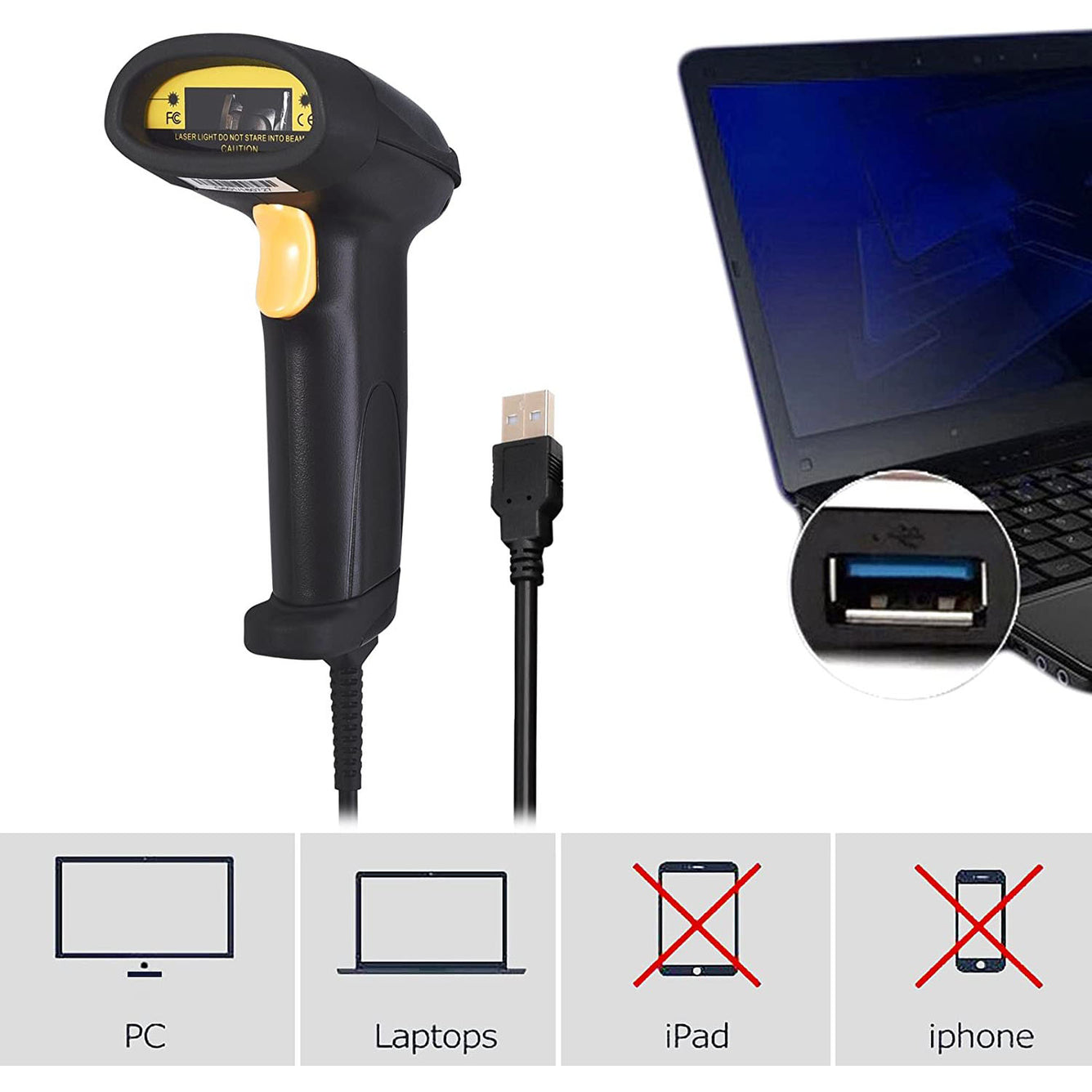 Proster Barcode Scanner USB Barcode Reader