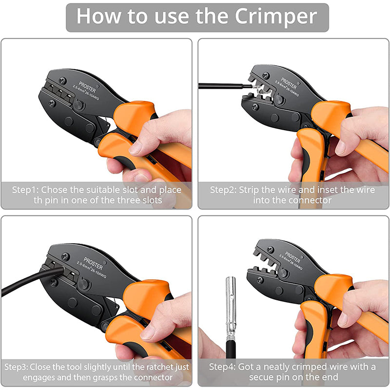 Proster Solar Crimper PV Crimping Tool Ratcheting Connector - Orange