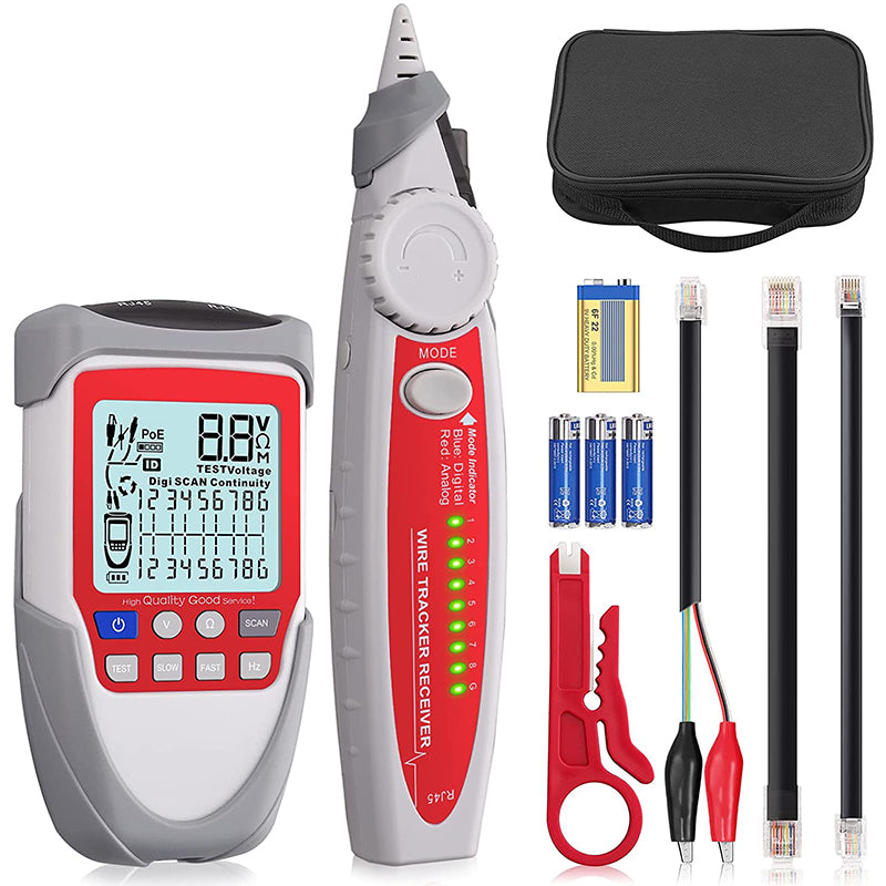 Wire Tracker LCD Network Cable Tester Line Finder Continuity Battery Voltage Polarity