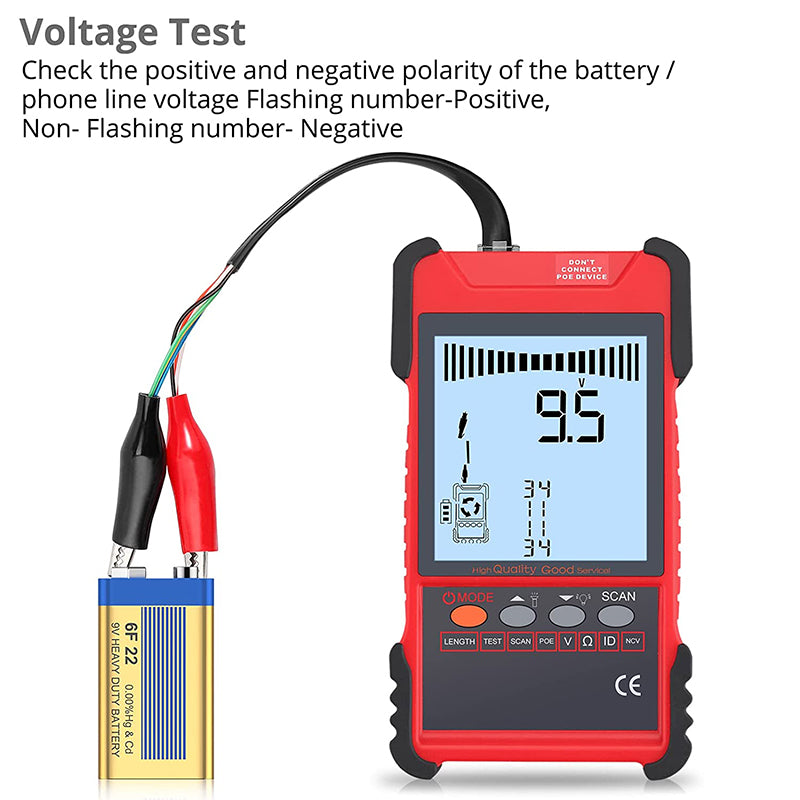Proster Network Cable Tester PoE Cable Tester & NCV for CAT5 CAT6 CAT7 CAT8