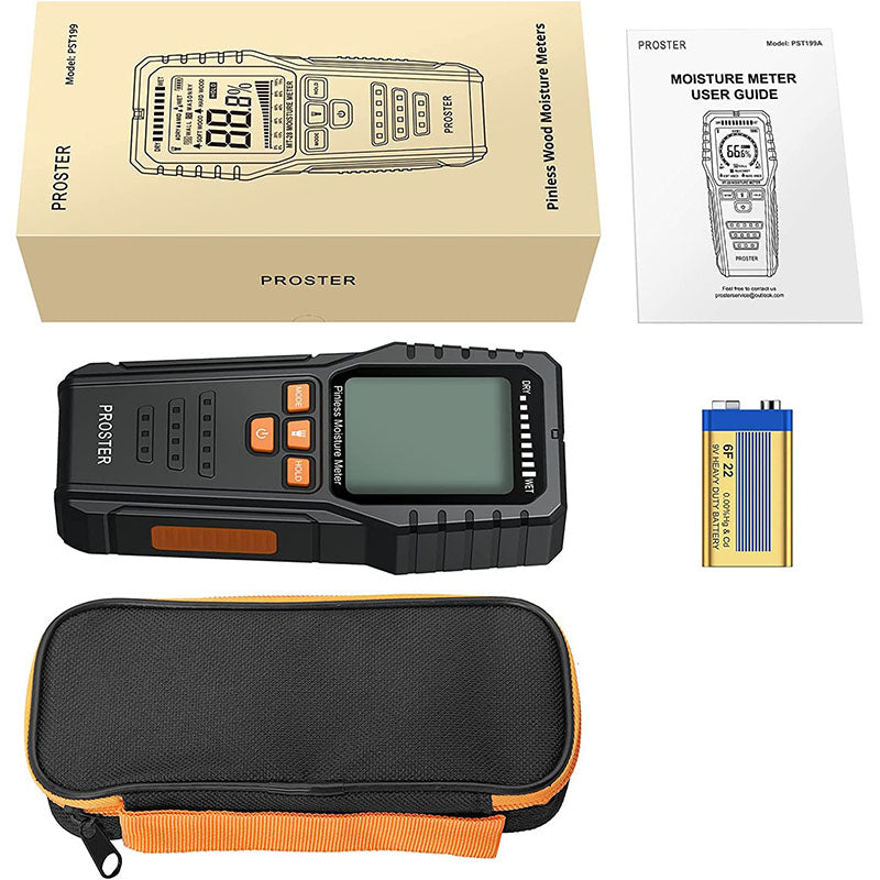 Proster Pinless Moisture Meters with Backlit LCD Screen Non-Invasive