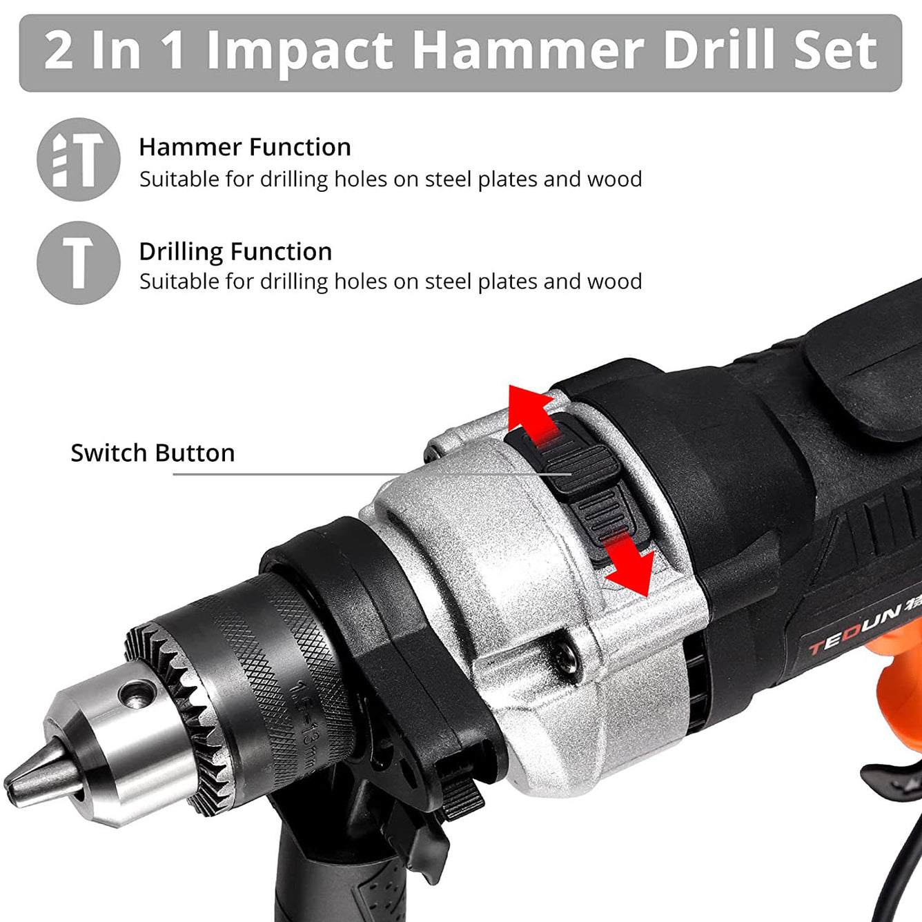 Proster 780W Corded Hammer Drill Kit