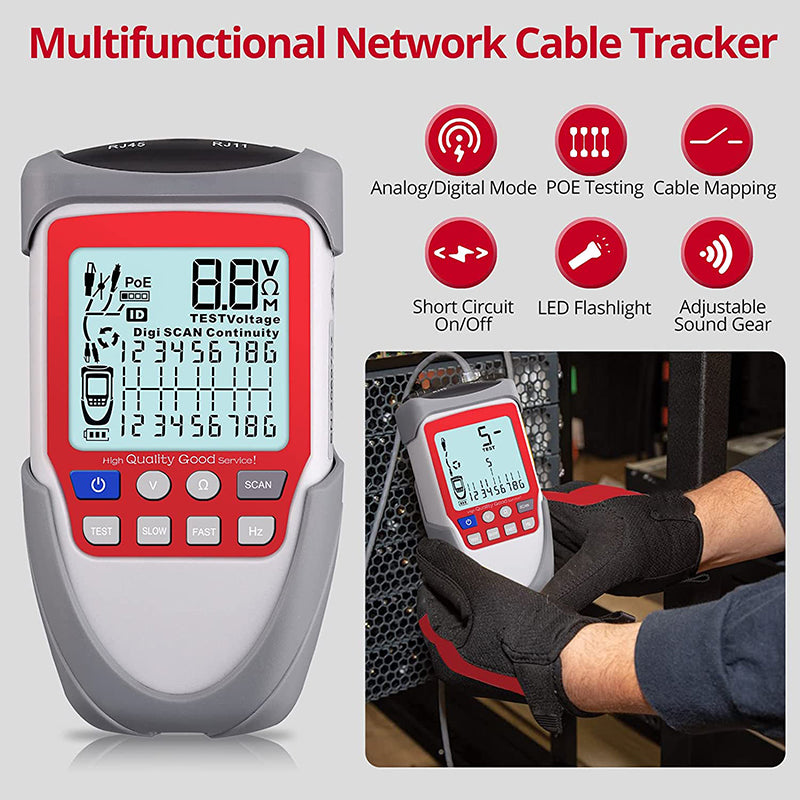 Wire Tracker LCD Network Cable Tester Line Finder Continuity Battery Voltage Polarity