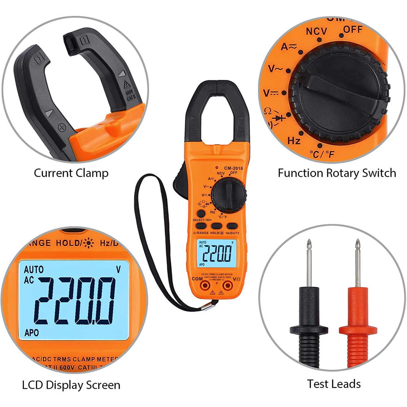 Proster Digital Clamp Meter TRMS Auto Ranging 5999 Counts Multimeter