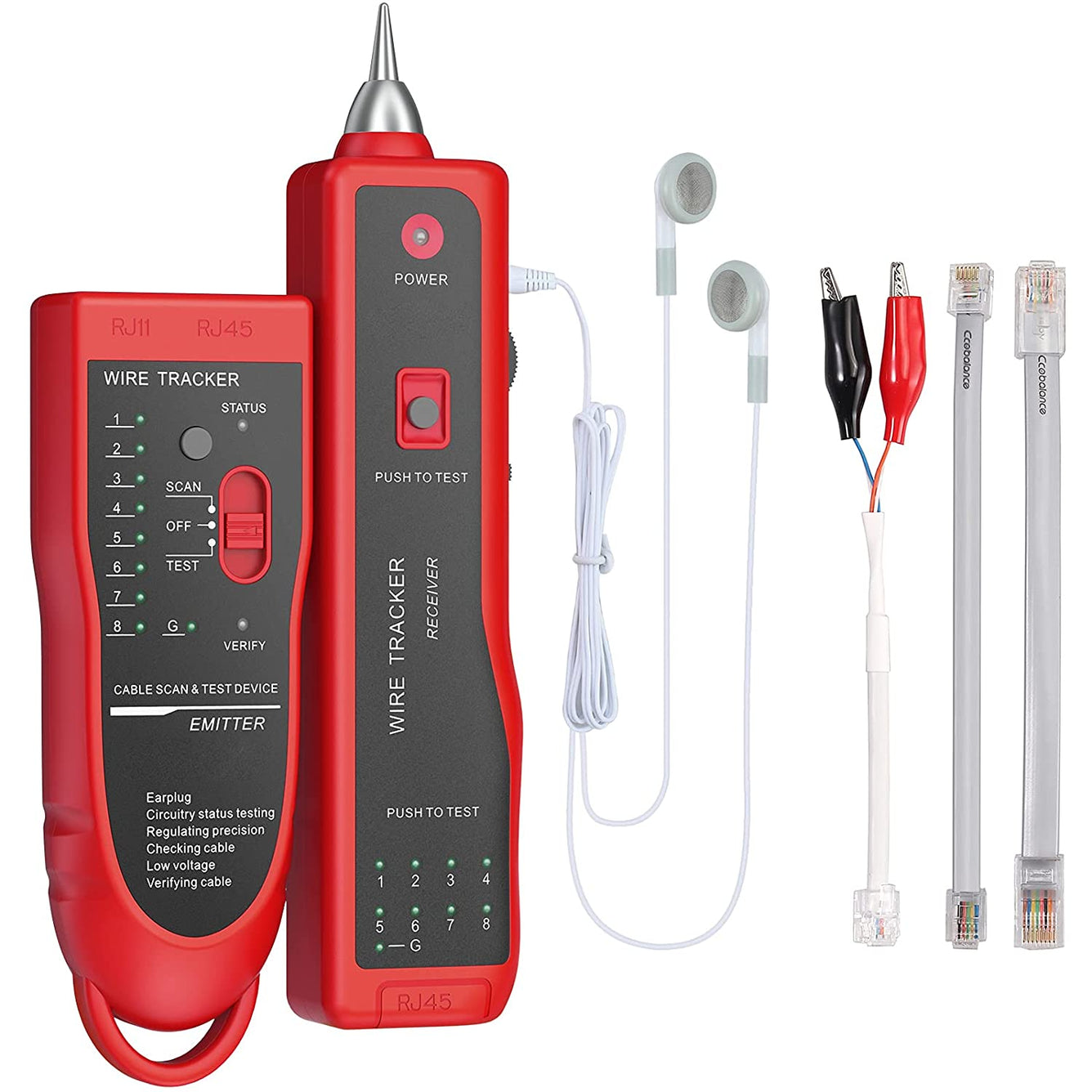 Proster Wire Tracker RJ11 RJ45 Cable Tester (Red)